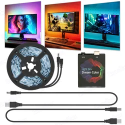 Ambiente tv pc monitor backlight tela de sonho usb tira led sincronização cor rgb luzes led para monitores tvs 5v atmosfera decoração lâmpadas