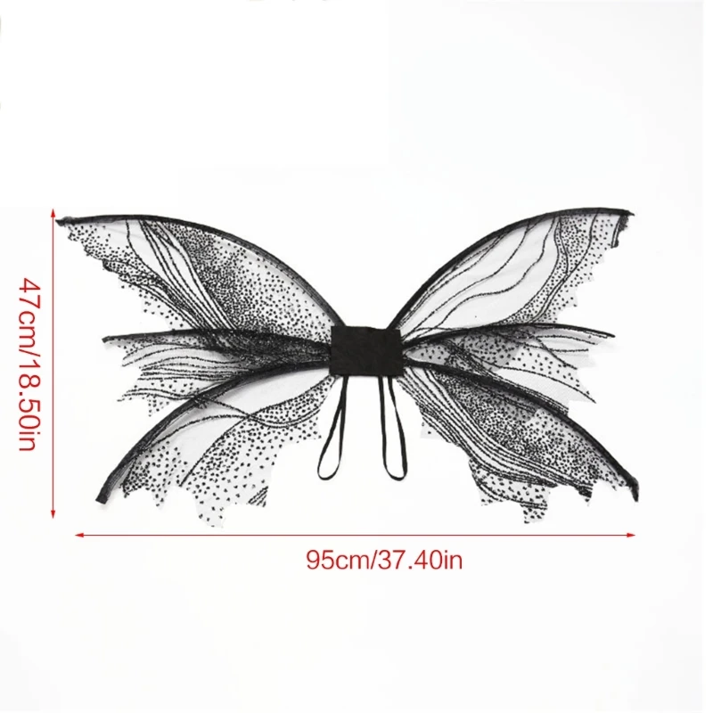 여아용 요정 날개 망토, 반짝이는 엘프 드레스 업 날개, 할로윈 파티 코스프레, 나비 날개 레이브 무대 소품
