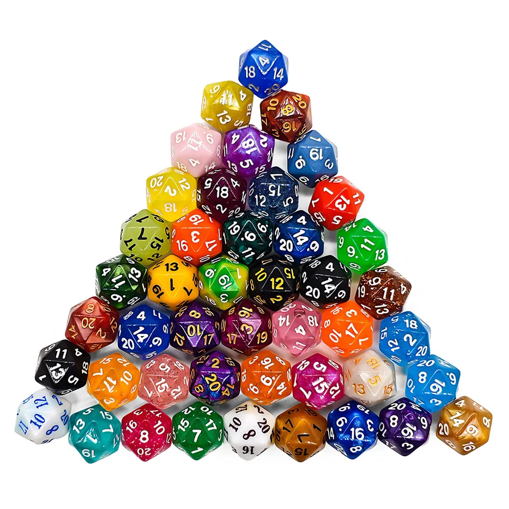 60Pcs Multi-Sided Dices Mixed Color Hot Selling Acrylic Ktv Fun Dice Board Game D20 Dices Table Board Game for Home view 2