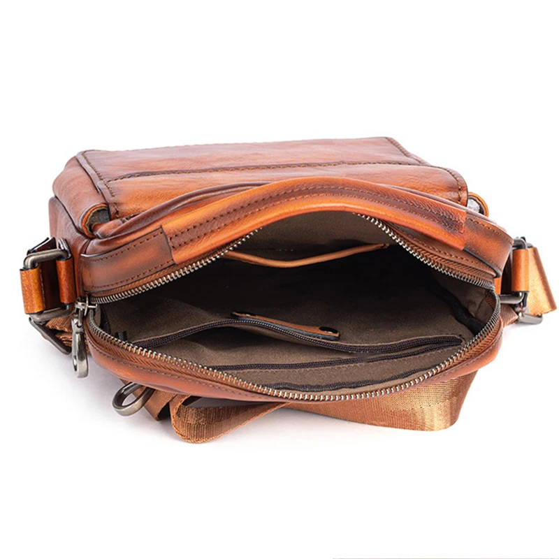 Natural Cow Leather Men\'s Crossbody Shoulder Bags Genuine Leather Handbag Fashion Business Men Messenger Bag Brand For iPad New