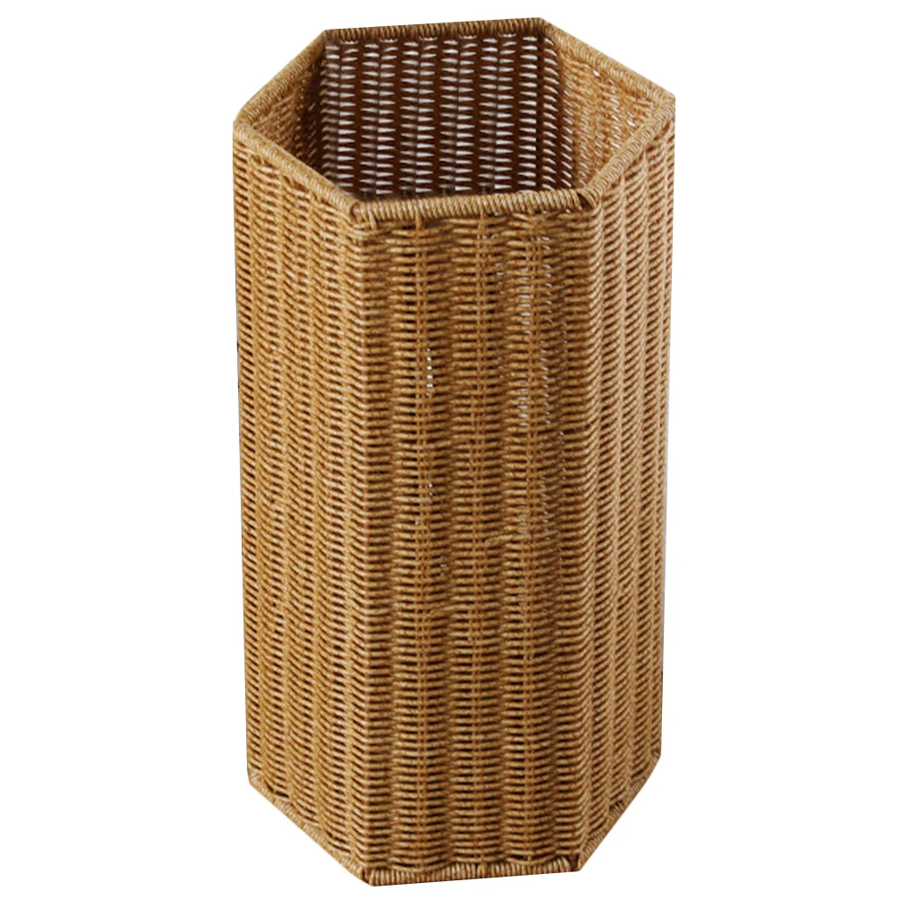 

Imitation Rattan Umbrella Stand Bucket Home Storage Basket Artificial Holder for Indoor Office Outdoor