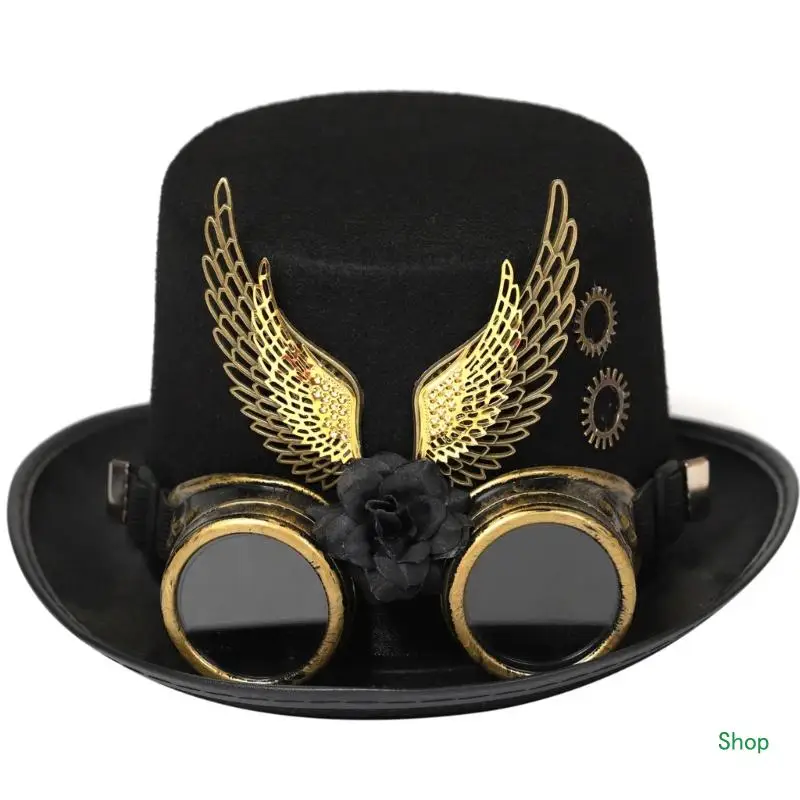 

Dropship Steampunk Top Hat with Goggles Double Wing Party Hat Decorations