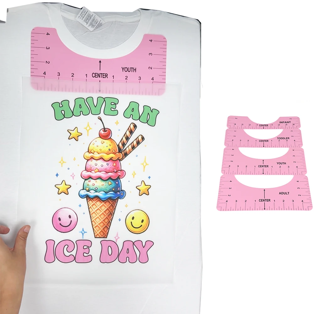 4Pcs/set T-Shirt Ruler Guide for Heat Transfer Vinyl & Sublimation, DIY T-Shirt Measurement Template, Drafting Tools for HTV, DT