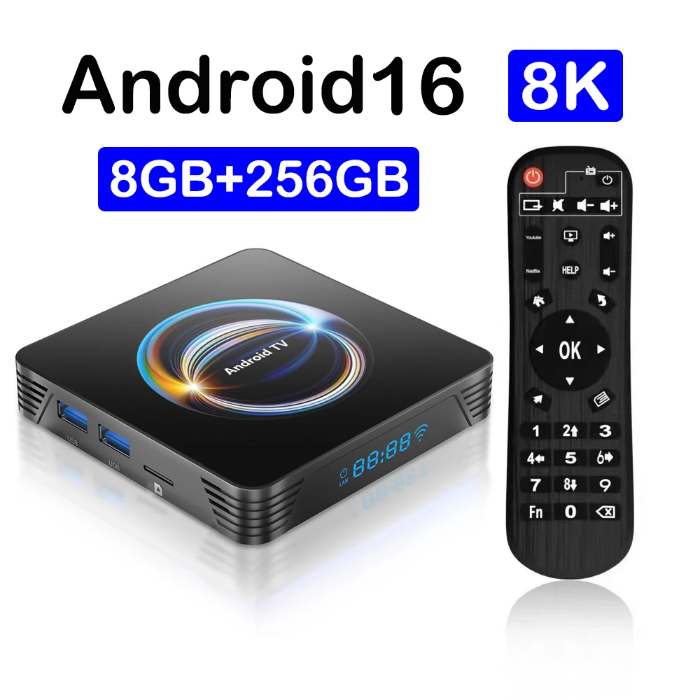 سريع جدًا X66 Android TV Box Android 16 8K Wifi6 RK3528 BT6.0 Dual Wifi 5G Wifi6 8GB 256GB 4K Netflix Media Player Set Top Box