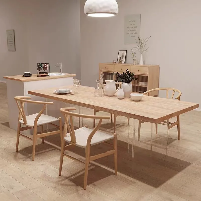 Dining table Log solid wood large board table Tea table