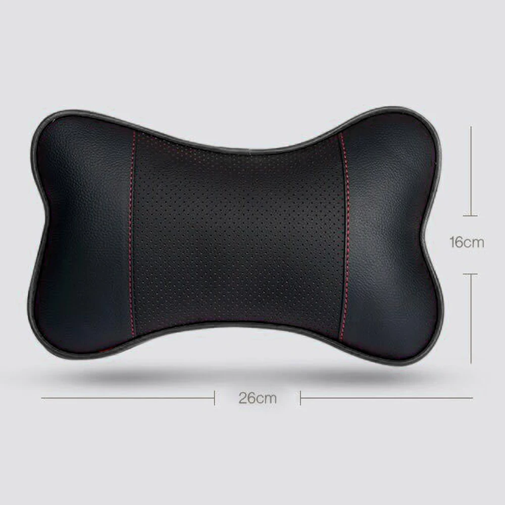 2PCS Top Quality Cowhide Car Neck Pillows Headrest Neck Pillow Support Auto Universal Seat Soft Breathable Interior Decoration