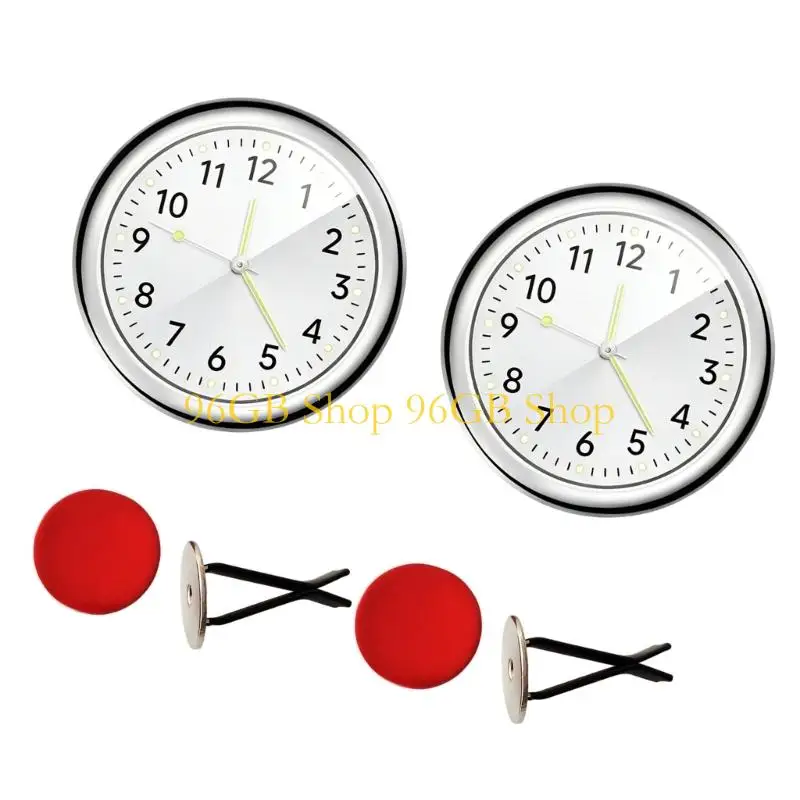 96GB Pack Of 2 Mini Car Dashboard Clocks 1.57 Inch Glowing Analog Timepiece