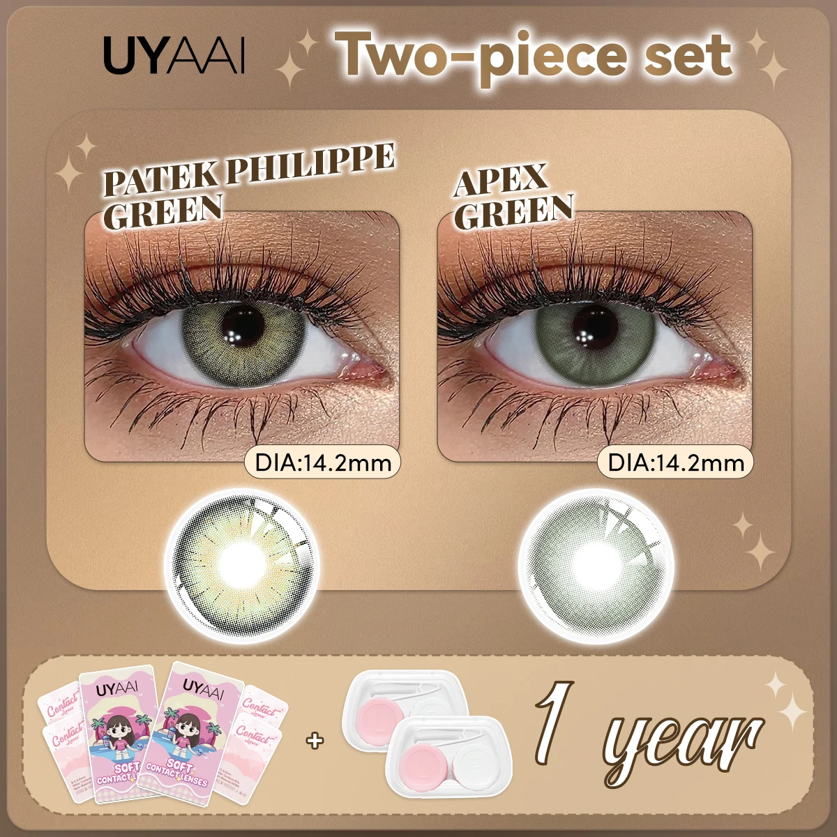 UYAAI [2 Paar Set] Farbkontaktlinsen für Augen, blaue Farblinsen, natürliche graue Pupillen für Augen, braune Kontakte, jährlich – Detail 13