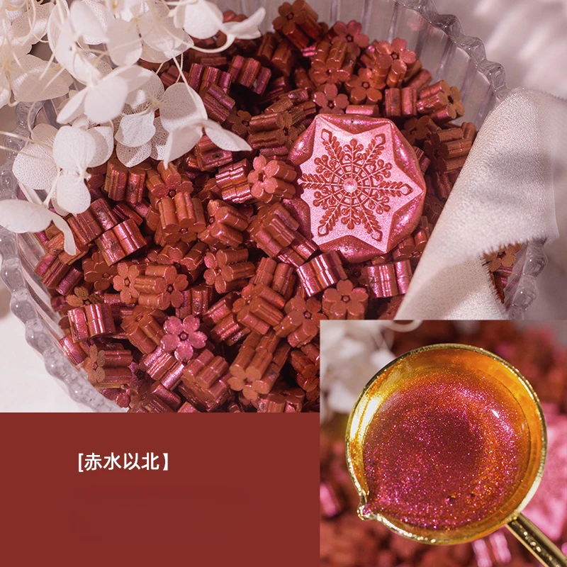 60 stks/zak Flash Parelmoer Sakura Lakzegel Stempel Kralen DIY Envelop Huwelijksuitnodiging Oude Zegel Wax Stempel Maken Gereedschap