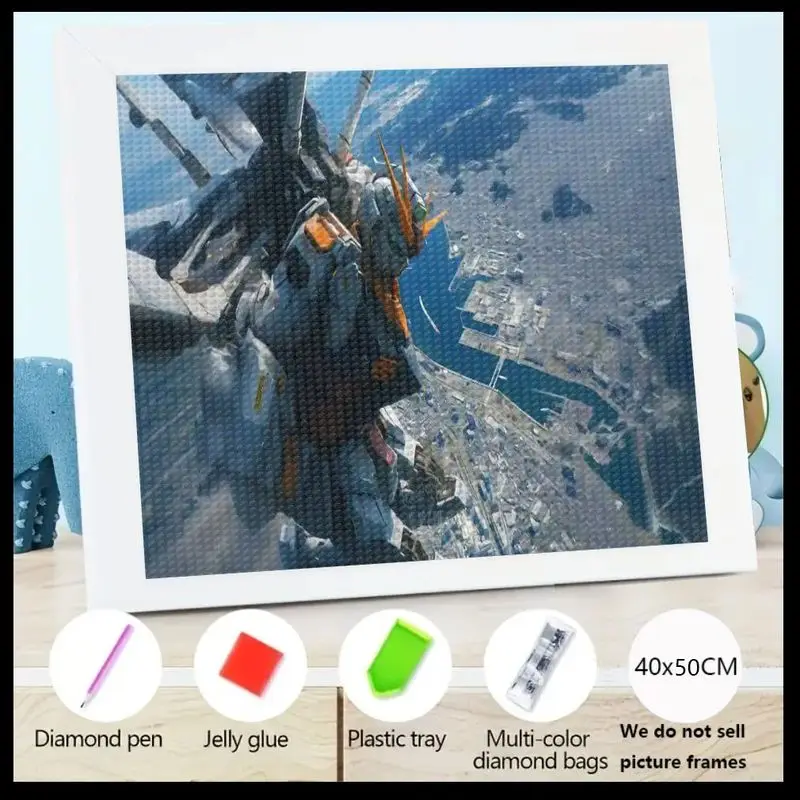

1PC Sci-Fi Mecha Robot 5D Diamond Painting Kit, DIY Full Drill Futuristic Gundam Style Diamond Art Painting Set, 40x50CM Large S