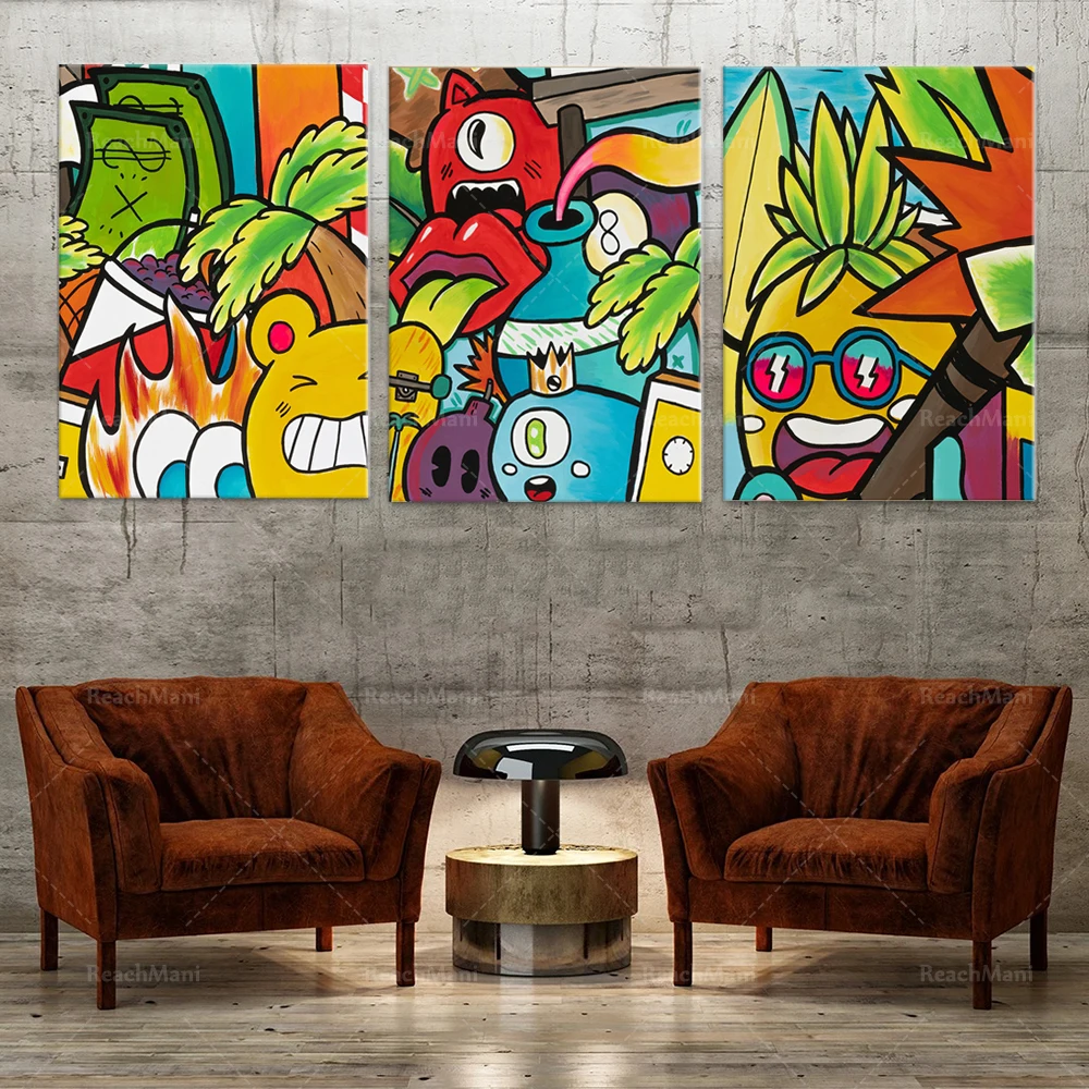 

Abstract street graffiti art poster canvas painting print cartoon graffiti colorful wall picture Cuadros for room home decor,