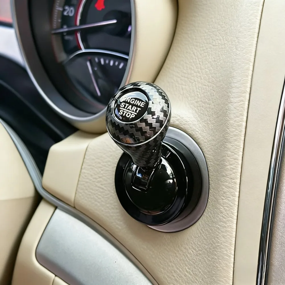 Gear Shift Knob with Carbon Fiber Visual Effect and One Click Start Switch Cover for BMW and For HONDA Vehicle Interiors