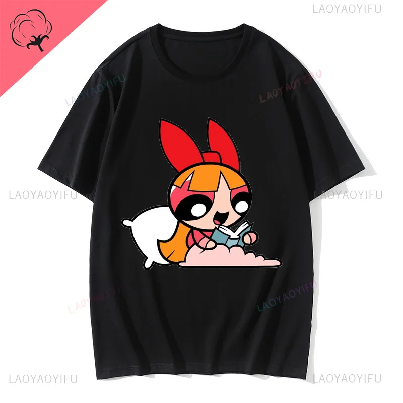 Fun and cute cartoon animation print pattern fashion street wear Harajuku summer men women universal short-sleeved T-shirt