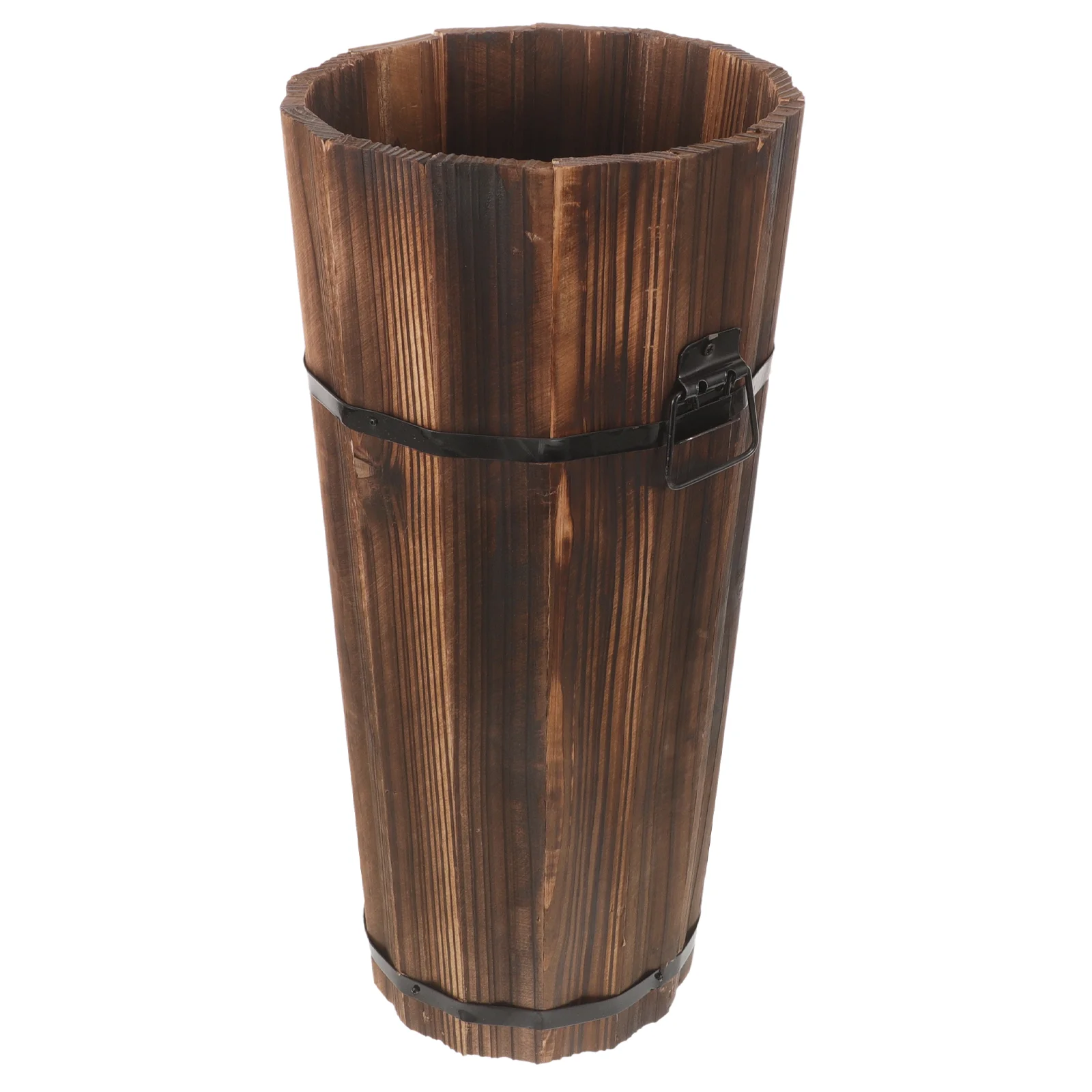 Garbage Can Wooden Umbrella Bucket Stable Rack Stand for Outdoor Carbonized Organizer Storage Holder Entryway Office