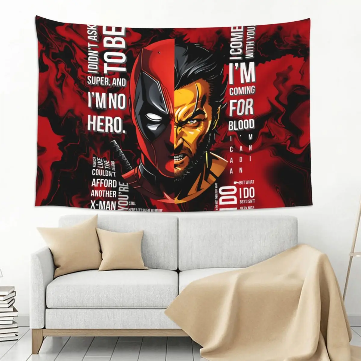 College Drom 2024 MARVEL Latest Movie Background Wall Deadpool & Wolverine Hippie Wall Colored Tapestry Student Home Decor