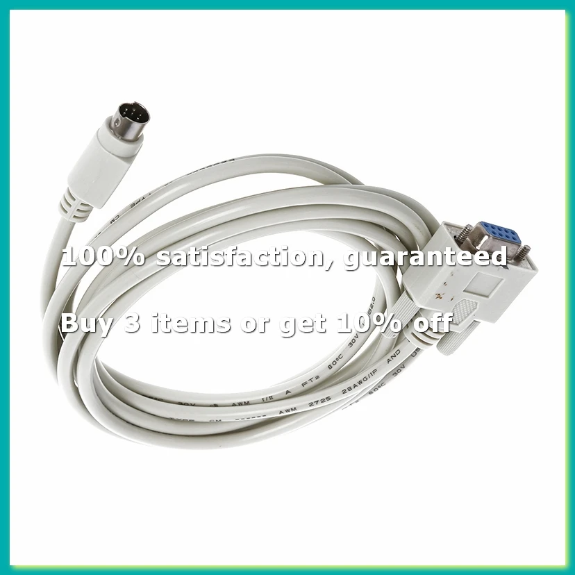 DB9P to 8P Mini Din RS232 Download Cable White 8.2 Ft for PLC -EH-DTA9