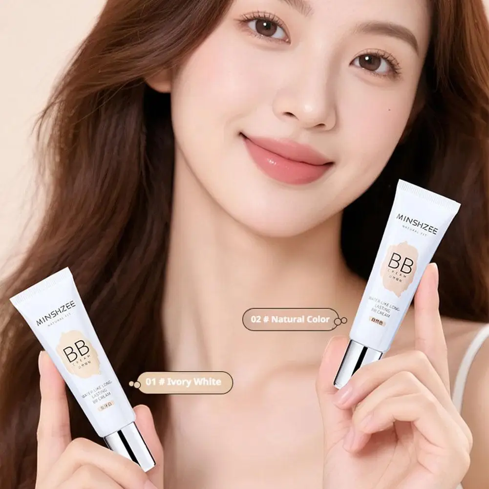 كريم بي بي طويل الأمد يشبه الماء من MINSHZEE - أبيض عاجي طبيعي، كريم عزل خفيف الوزن لمكياج الوجه