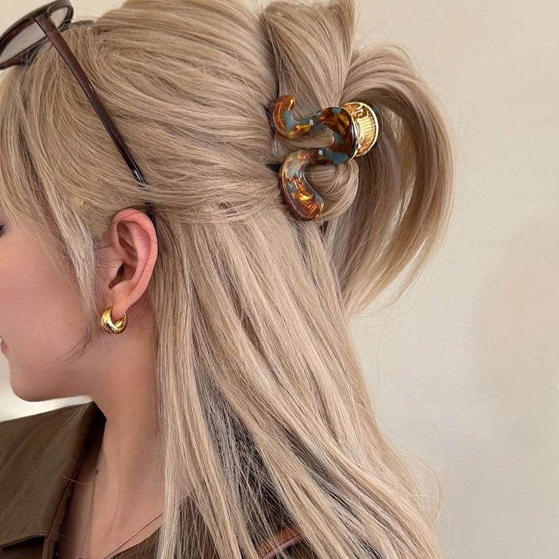 

Элегантная заколка для волос для женщин: заколка для высокого хвоста на затылок, маленькая заколка в форме акулы.