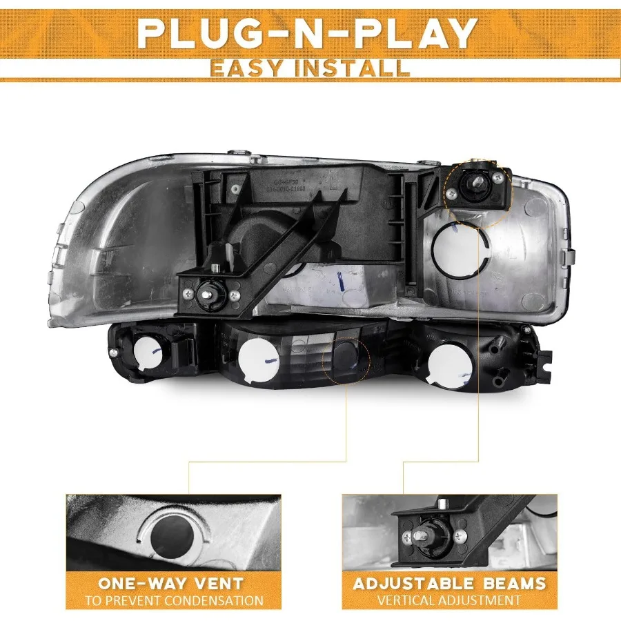 مجموعة المصابيح الأمامية لـ 9906 GMC Sierra 1500 1500HD 2500HD 3500 و0006 Yukon XL 1500 2500 متوافقة مع 2007 GMC Sierra 150