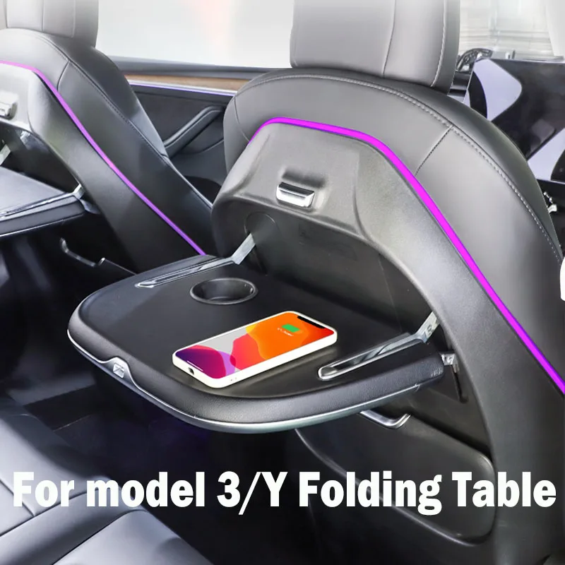 

Aroham Rear Seat Desk Panel Folding Tablet Board Cup Holder For Tesla Model 3 Y Wireless Charging Auto Modification Accessorries