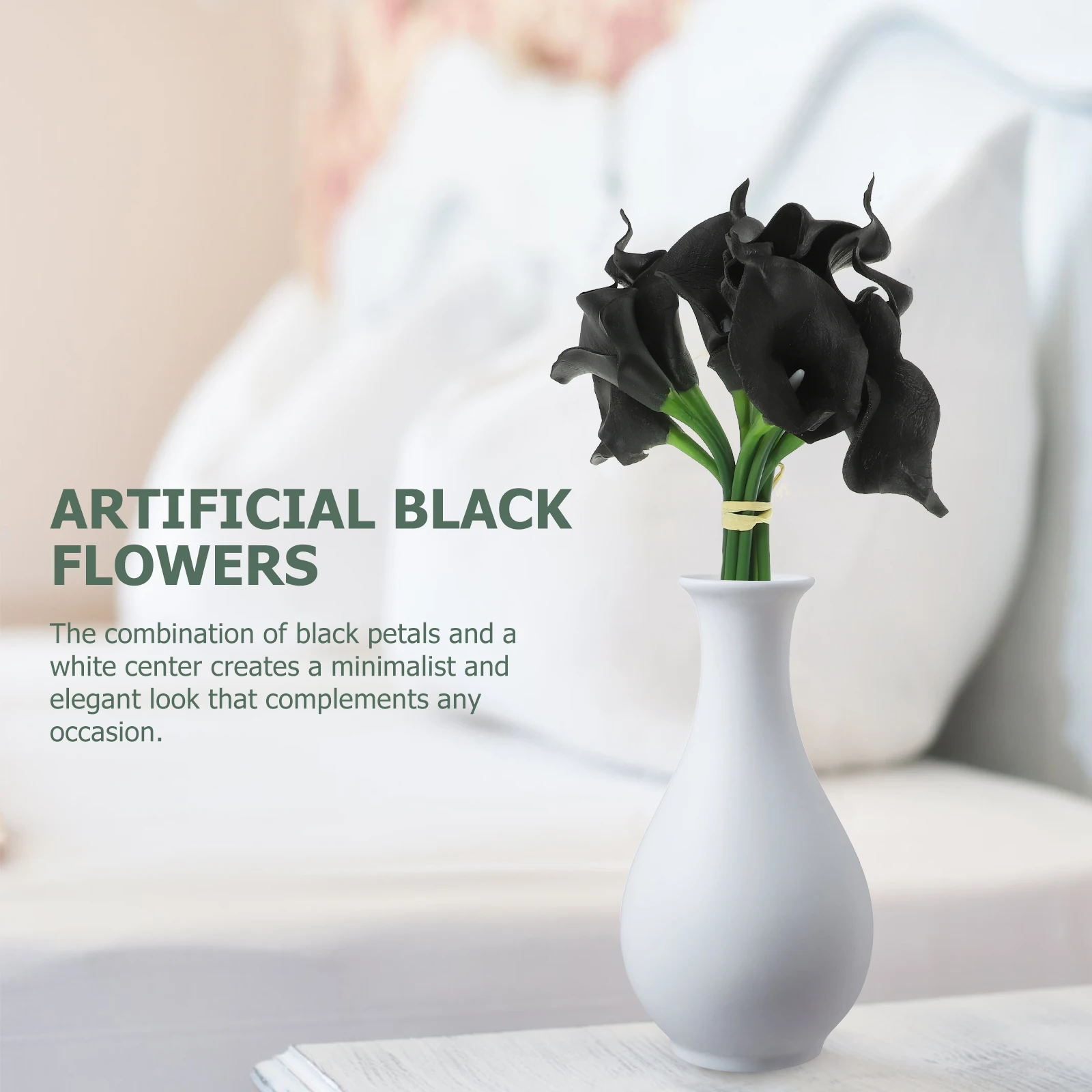 

10pcs Simulated Flowers Lifelike Mini Artificial Bouquet Black White Petals Wedding Party Home Decor Fake Flower Stems