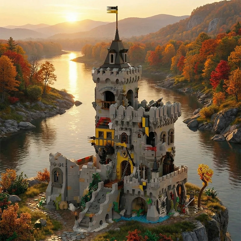 4961PCS MOC The King of Crows Castle Modular Building Blocks Set Medieval Street View Architecture Model Bricks Assembly Brick Puzzle Toys Adults Halloween and Chritmas Gift