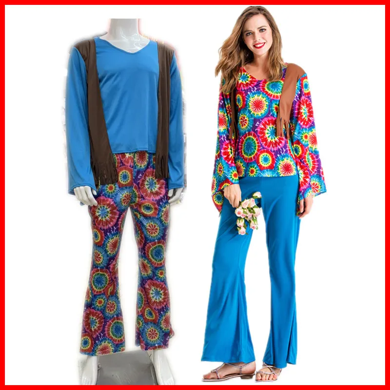 Trajes de Discoteca para Parejas, Disfraz Retro de los 80 para Halloween, Ropa Hippie para Baile de Máscaras, Producción China, Invierno