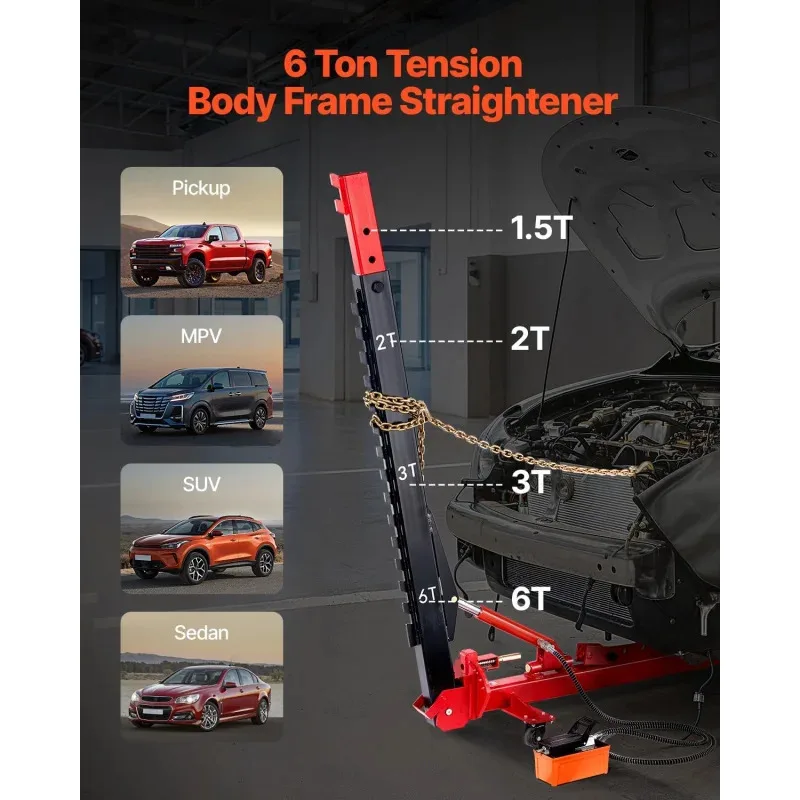 Suitable for VEVOR Body Frame Puller Straightener, 6T Tension Car Body Repair Equipment with 6000PSI Hydraulic Foot Pump &