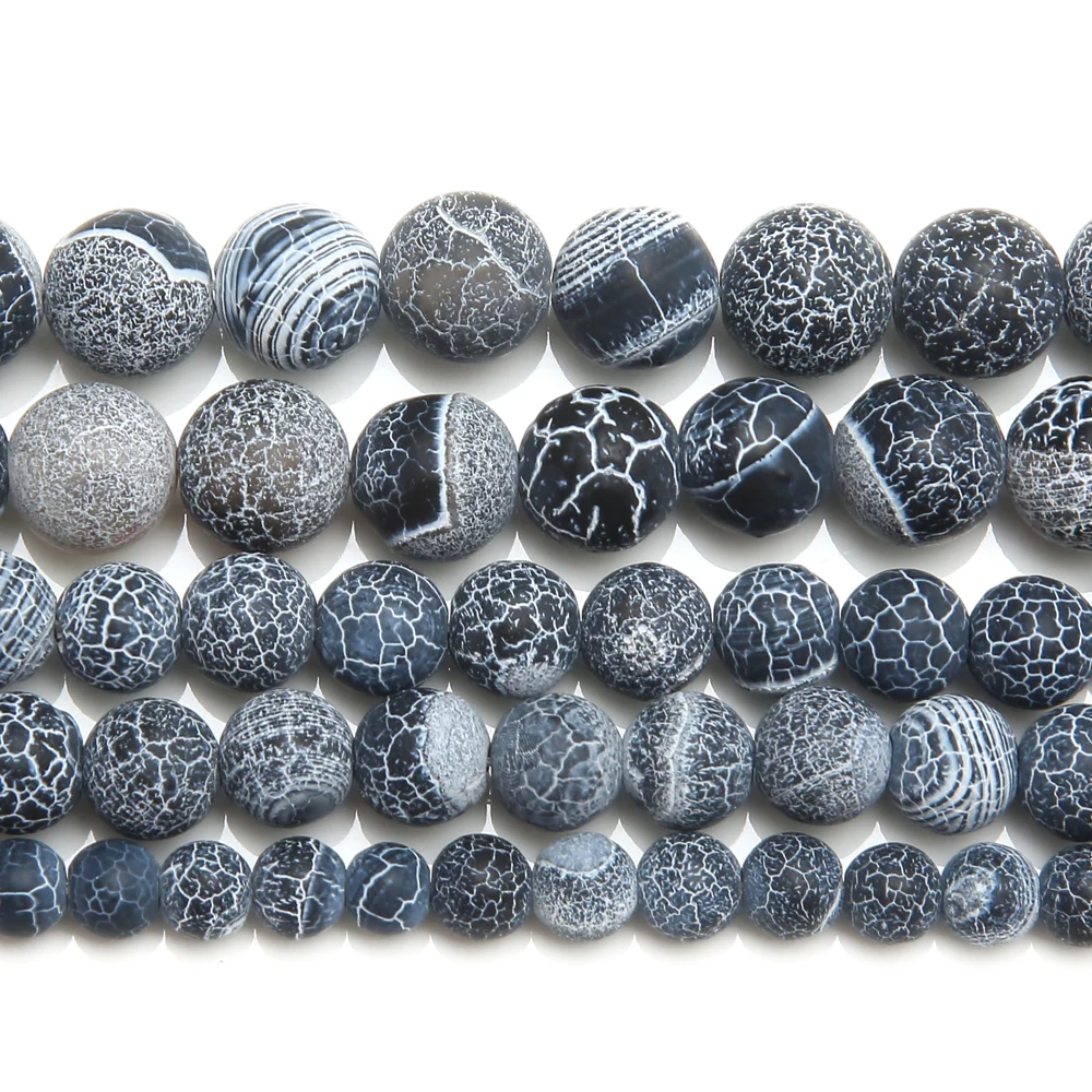 Natural Stone Frost Crab White Agate Round Loose Beads 4 6 8 10 12MM Pick Size For Jewelry Making