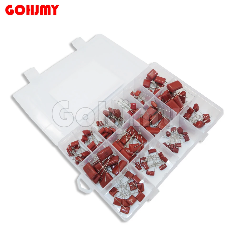 150PCS 15 value*10PCS CBB Polypropylene Film capacitor kit 10nf-68nf 400v 630v 10NF 22NF 47NF 100NF 220NF 470NF 560NF 