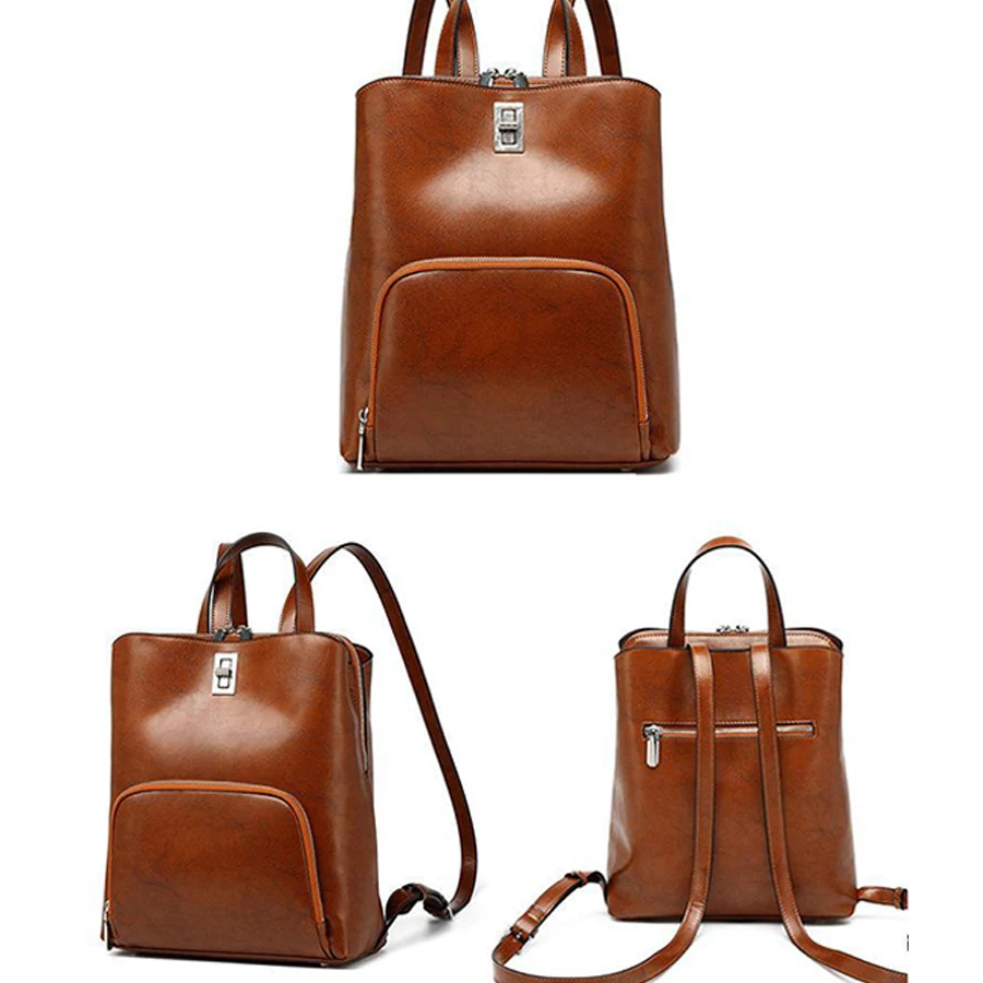 Tas Ransel Wanita Modis Tahan Air Kulit Asli Tas Sekolah Daypack untuk Perjalanan untuk Anak Laki-laki dan Perempuan Tas Ransel Tren Wanita