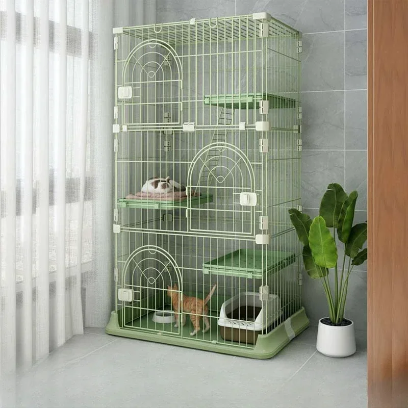 Multi-story Cat Villa Home Indoor Small Cattery with Toilet Extra Large Free Space Cat House Multi-story Cat Villa