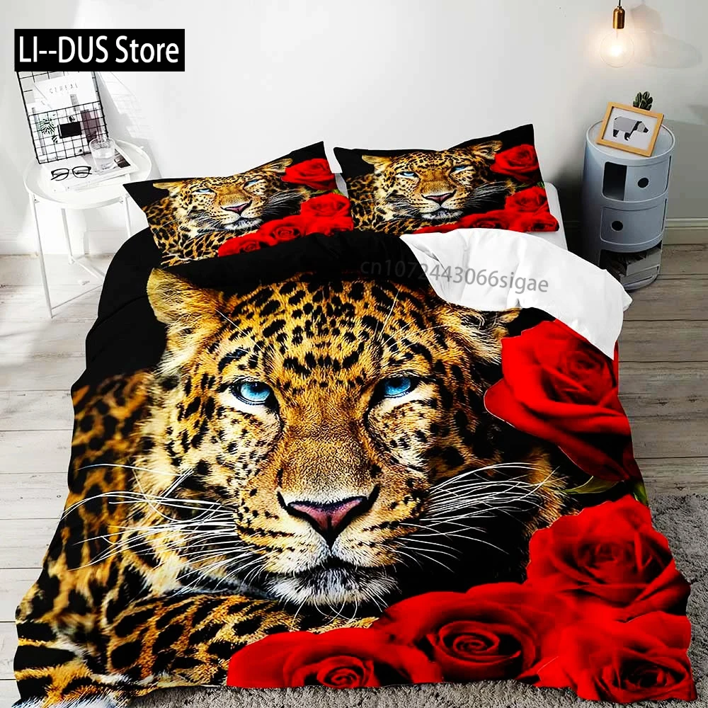 

Tiger Bedding Set Duvet Cover Queen, Wildlife Animal Comforter Quilt Cover, Romantic Gifts for Him Men Boyfriend 2 Pillow Shams