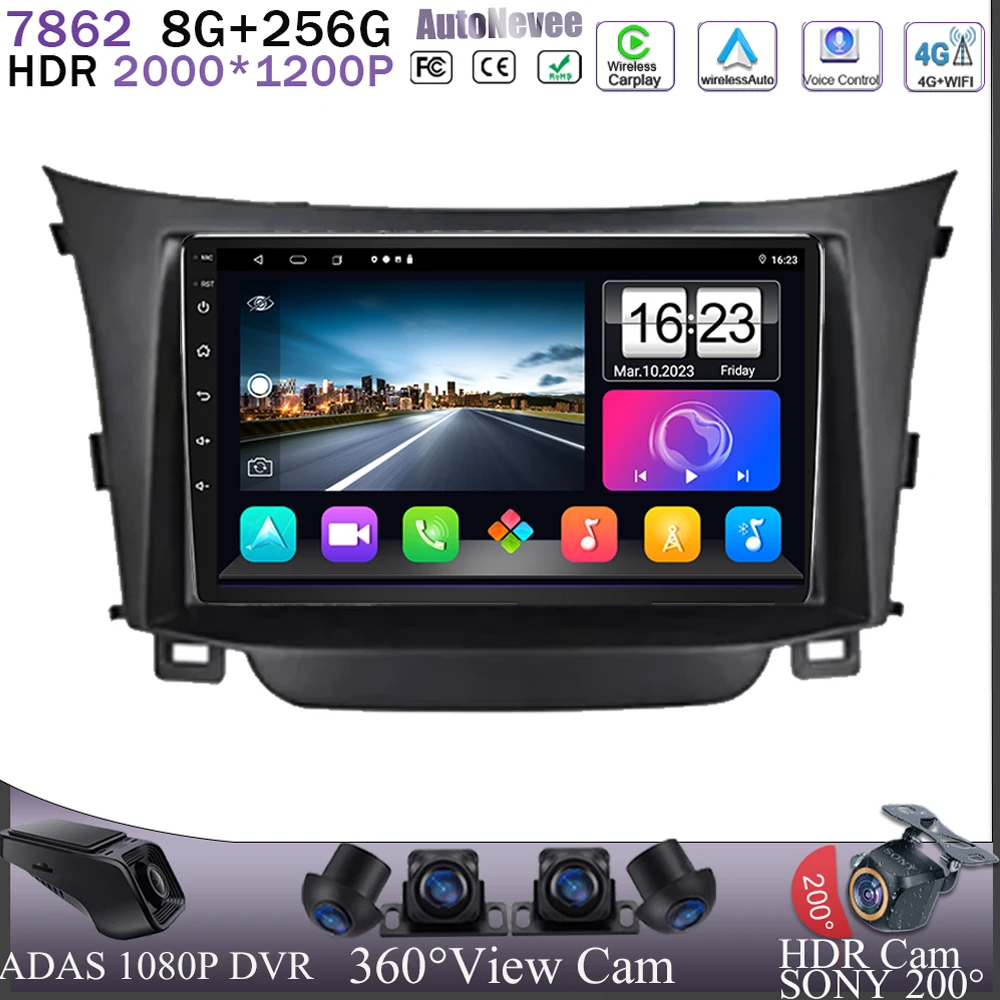 

For Hyundai i30 2011-2017 5G Wifi GPS Radio Android 13 Carplay DVD CPU QLED Navigation BT 7862 Multimedia Player HDR Screen 5g