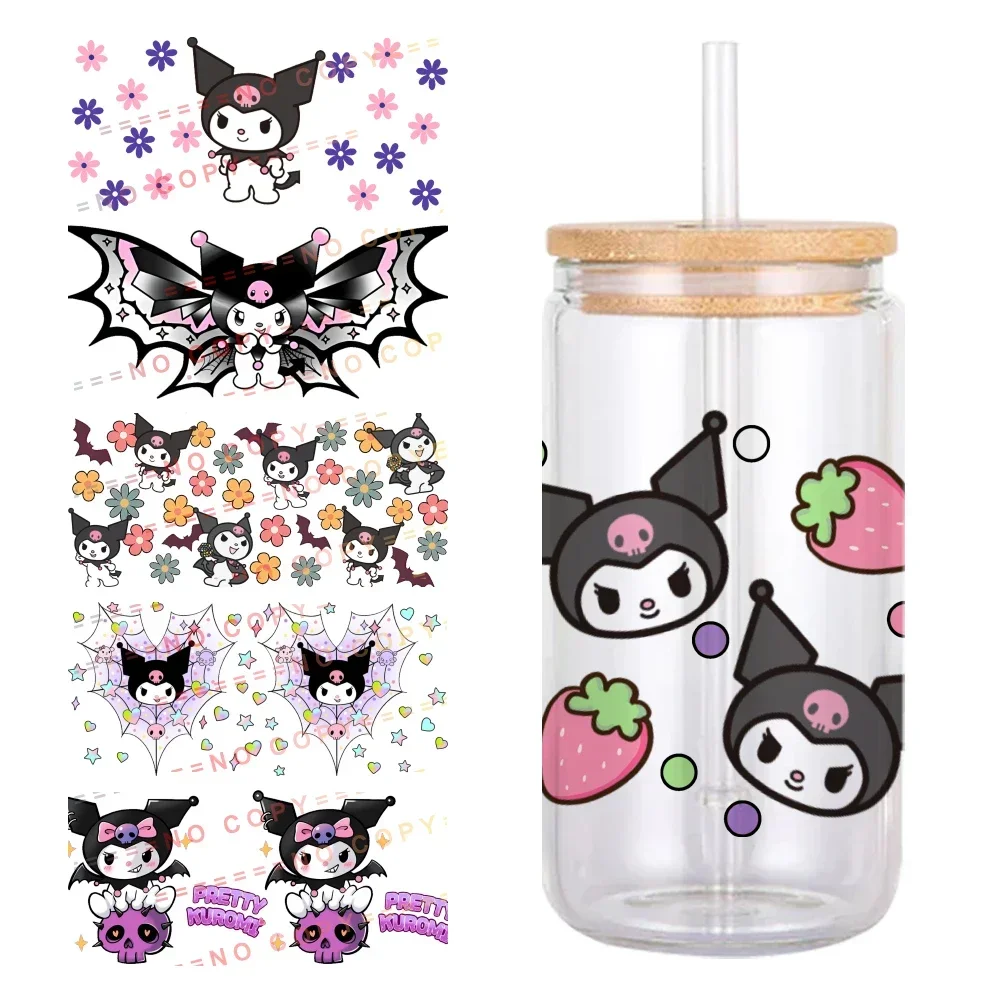 

W 11x24cm Mini UV DTF Transfer Sticker Sanrio Cartoon Kuromi Melody Waterproof Transfers For 16oz Glass Cup Wrap Stickers