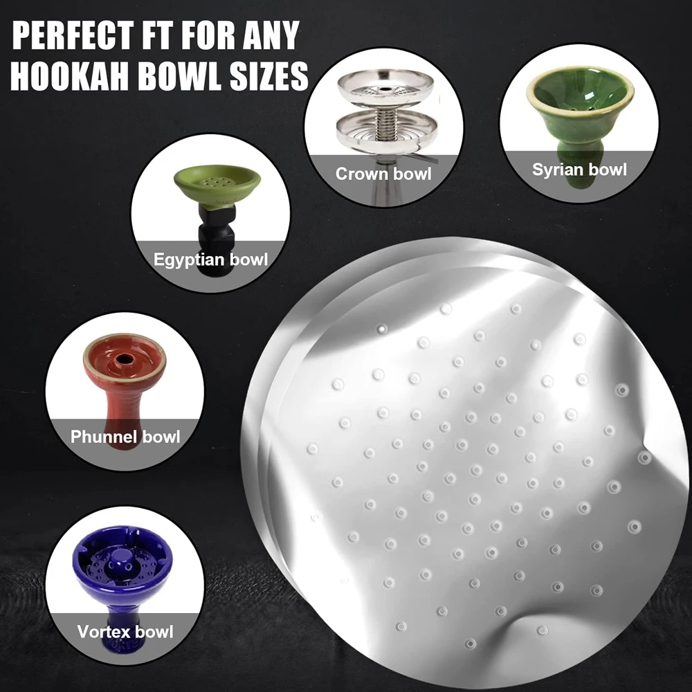 50 Pcs/lot Hookah Foil Pre Puncher Hookah Aluminum Foil & Heavy Duty Pre-Poked Hooka Shisha Flavor Foils Accessories With Holes