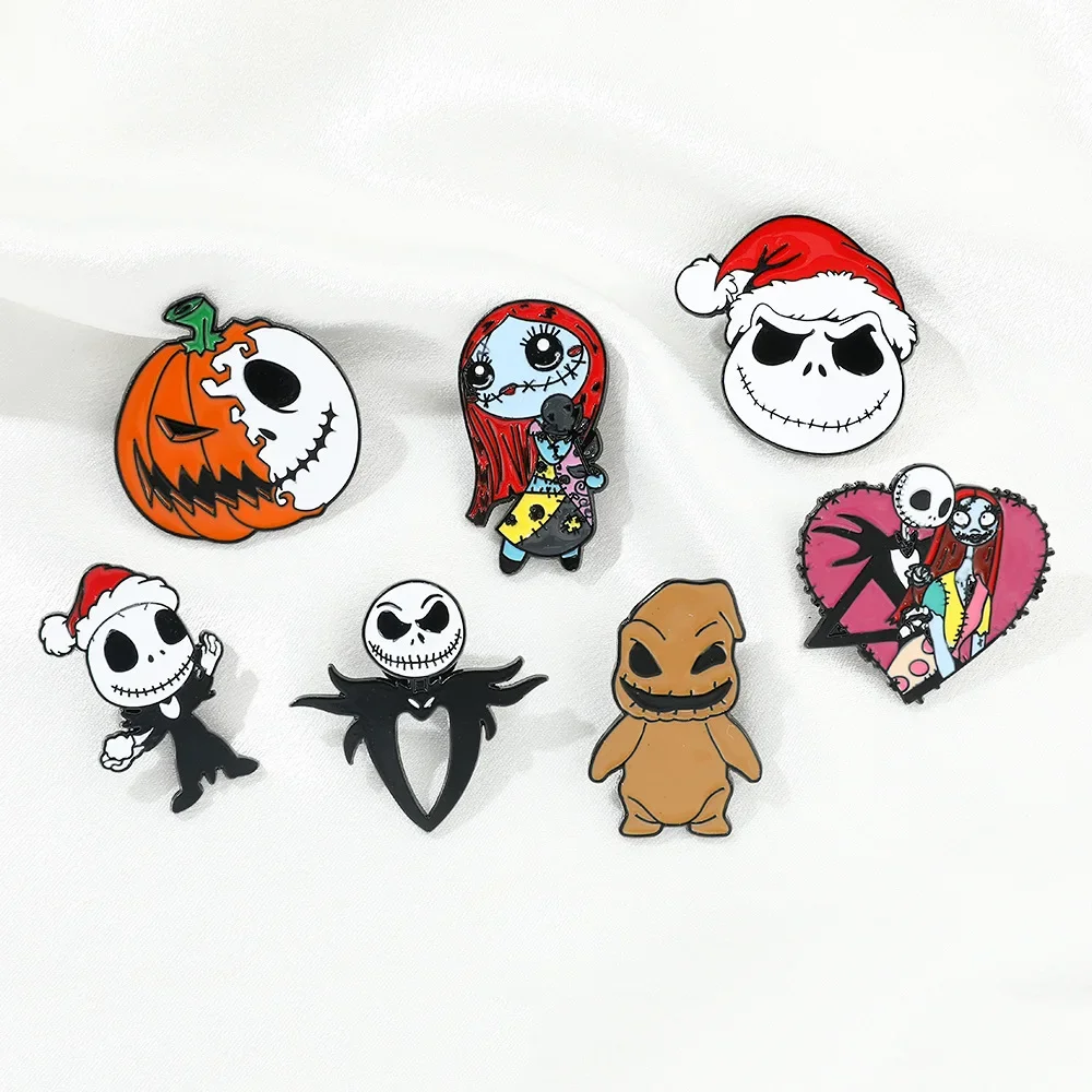 The Nightmare Before Christmas Enamel Pin Cute Creative Movie Character Jack Sally Oogie Boogie Brooch Metal Badges Gifts