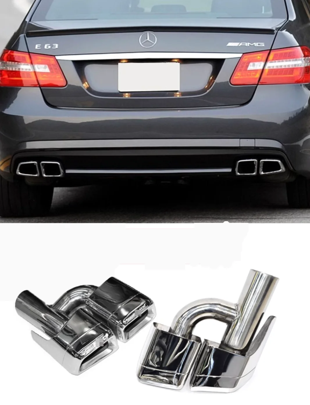 Suitable for C-Class E-Class S-Class W204 W212 W221 modified  E63 AMG four outlet square titanium black tail