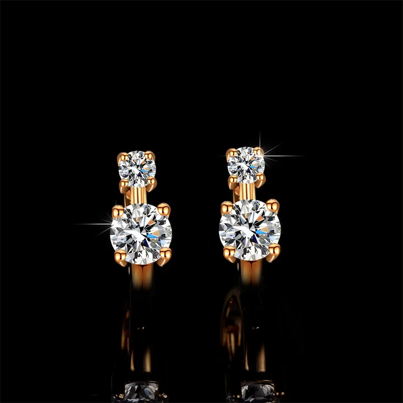 

Round Moissanite Ear Buckles Lab Diamond 925 Sterling Silver Engagement & Wedding Hoop Earrings for Women Jewelry Gifts