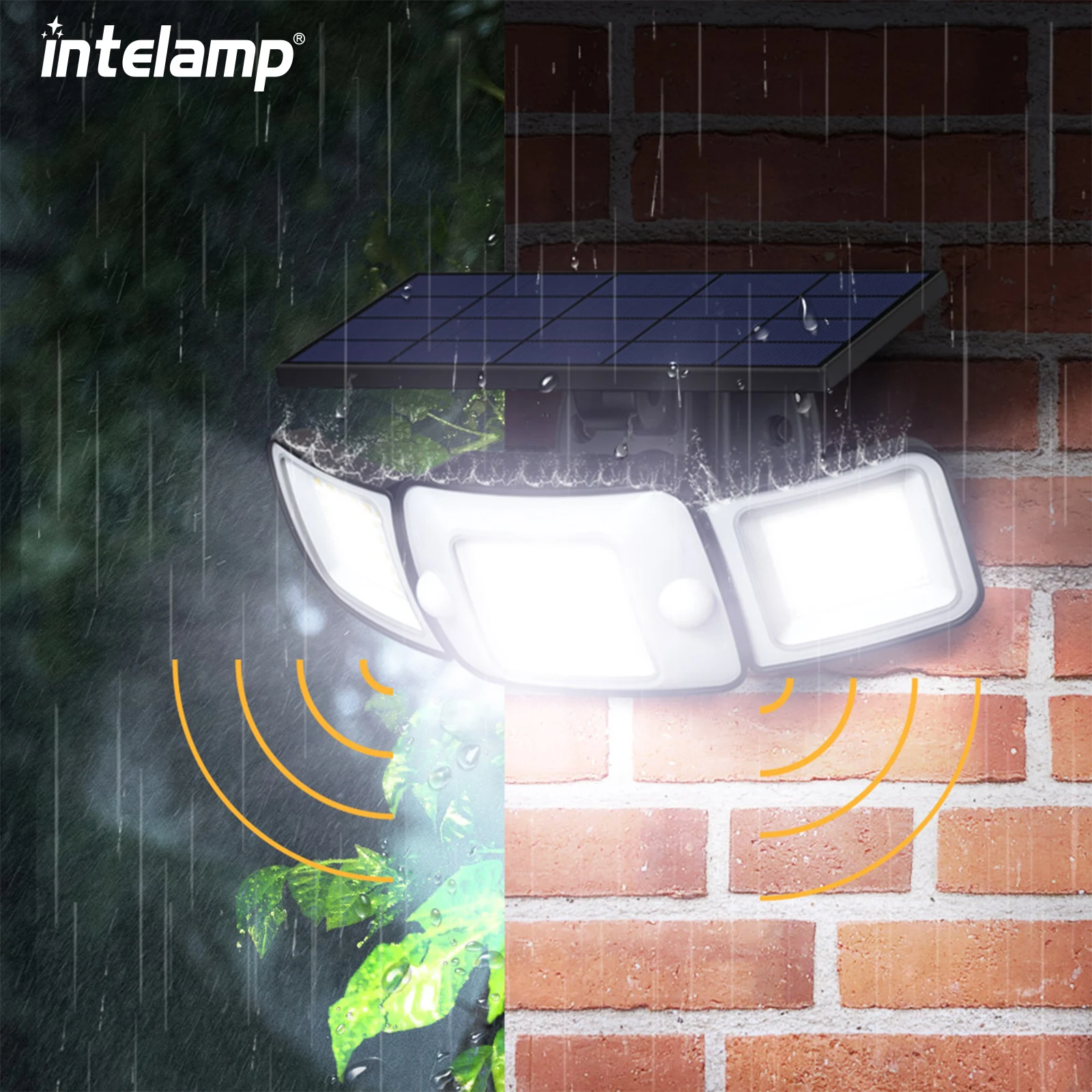 Intelamp-luz Solar para exteriores, Sensor de movimiento, impermeable, brillante, farola de pared para jardín, patio, camino, garaje, escaleras, porche