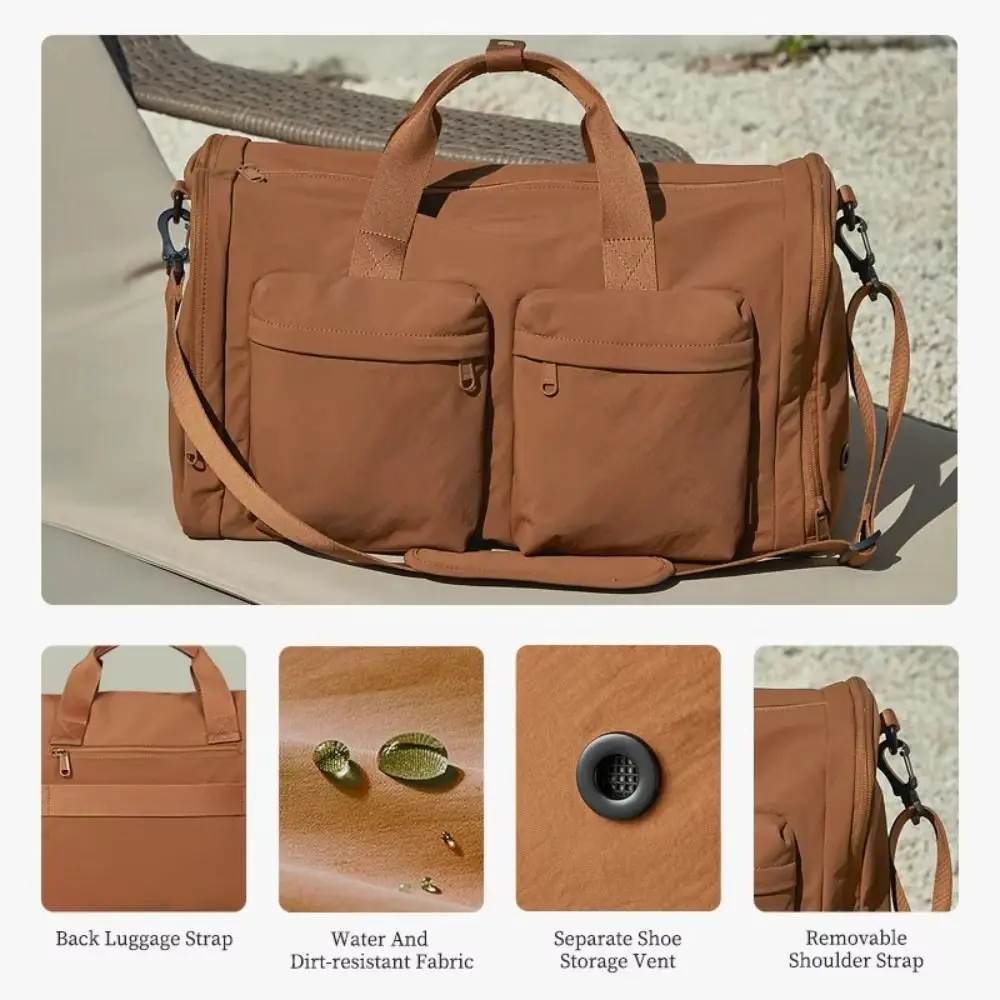 

Folding Travel Duffel Bag Waterproof Dustproof Gym Luggage Shoulder Bag Wear Resistant Multi Pockets Carry-On Crossbody Bag