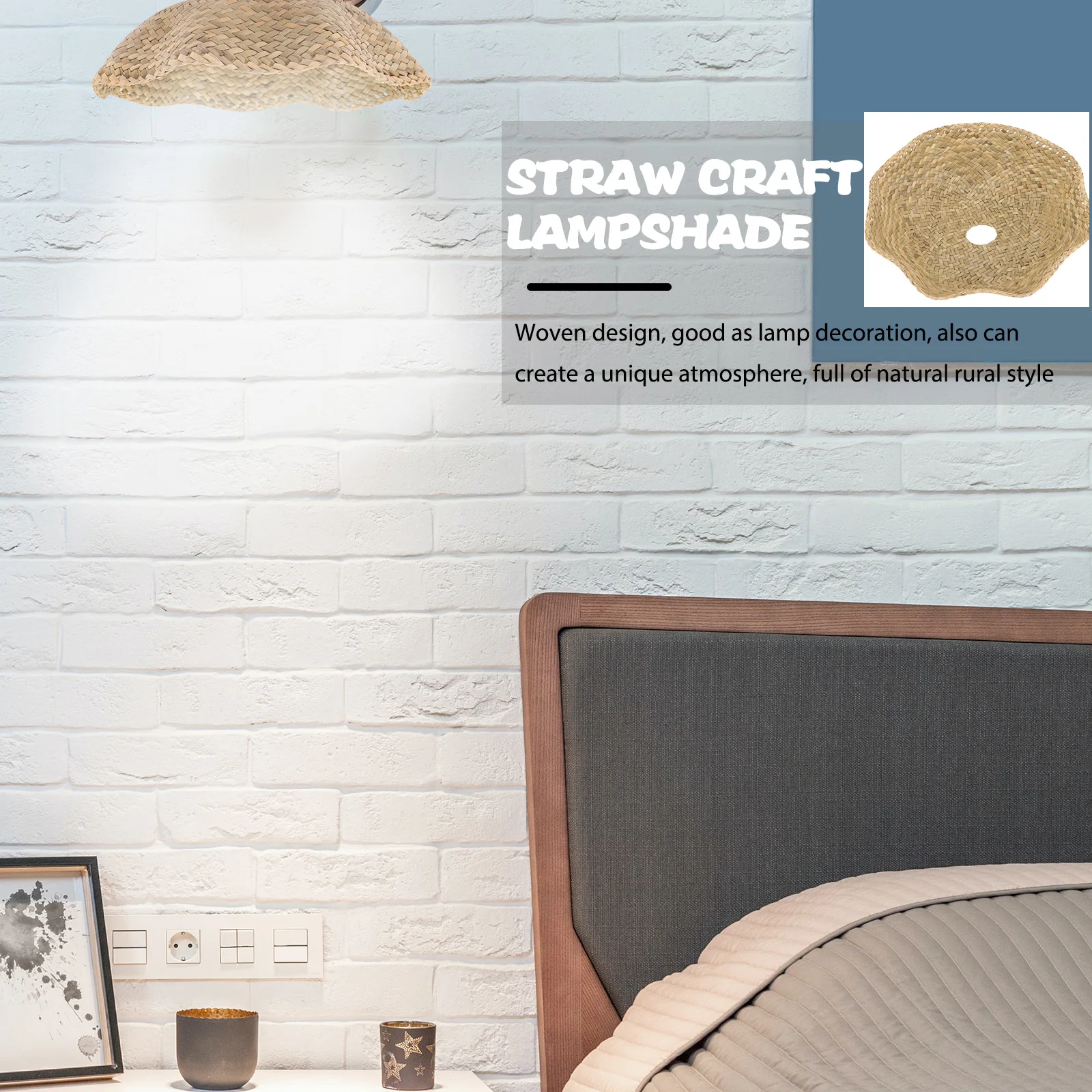 

Bamboo Lantern Lampshade Woven Straw Cover Rattan Hanging Chandelier Shades Braided Light Soften Bright Unique Atmosphere Rural