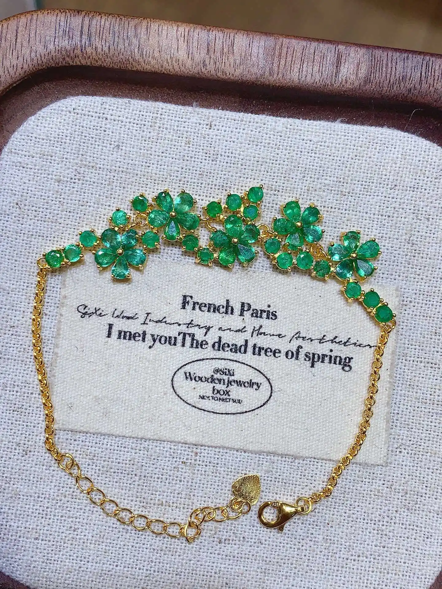 

Браслет из натурального колумбийского изумруда 3*4 мм, стерлинговое серебро S925, цветочный кластерный драгоценный камень, романтический ювелирный подарок для женщин