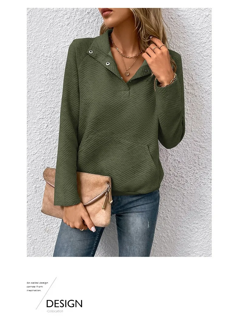 Casual Long Sleeve Hoodie Regular Fit Simple Style with Pocket Stand Collar Thin Regular Length Pullover Colorblock Women Hoodie