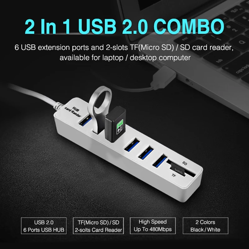 1/2/3PCS Six-port Durable Multi-functional Versatile Efficient High-speed High-speed Data Transfer Multiple Device Connectivity
