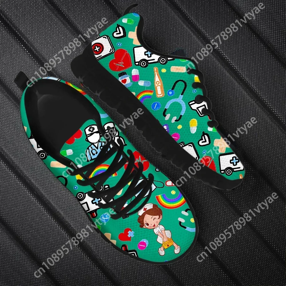 Custom Made Classic Nurse Shoes Kawaii Nurse Girls Pattern Flat Shoes for Women Medical Print Easy Clean Casual Sneakers 2023