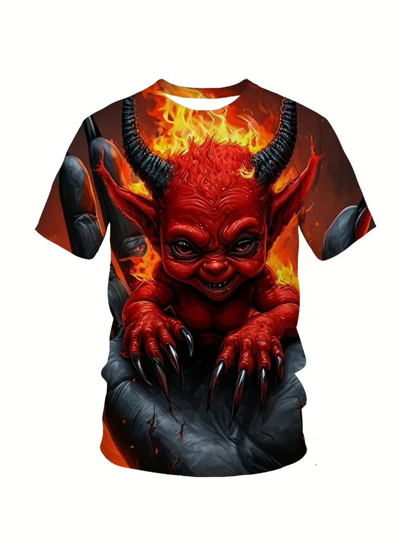 Hot Sale Men's Summer Oversized T-Shirt Anime Print Loose Short Sleeve Breathable Lightweight Large Size Jersey Tops