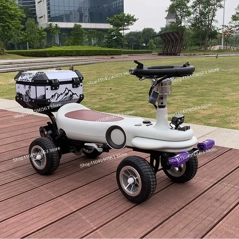 The electric twist car travels to work with high horsepower and long battery life-- a double modified skateboard go-kart.