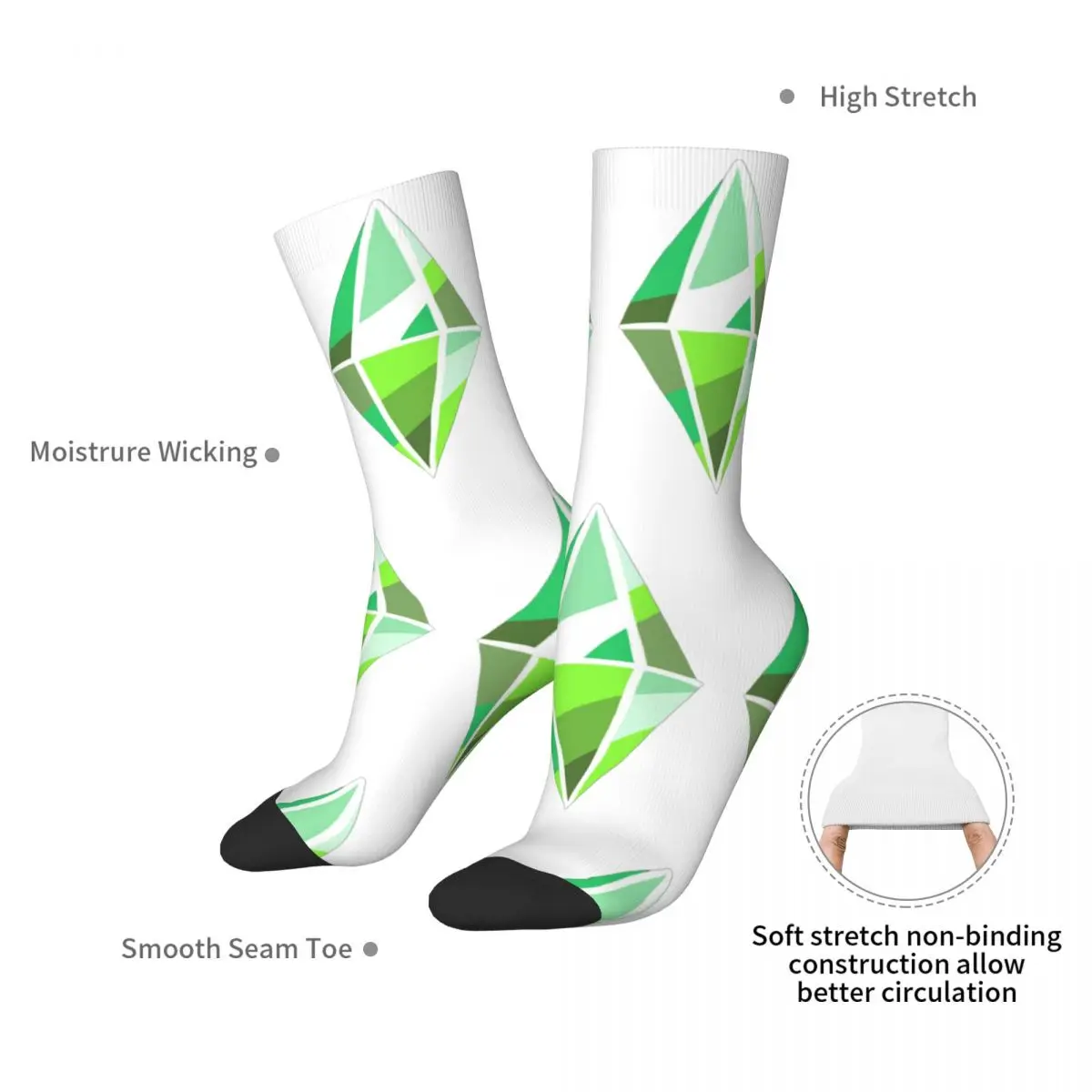 جوارب Sims 4 Plumbob جوارب Harajuku فائقة النعومة لجميع المواسم جوارب طويلة إكسسوارات هدية عيد ميلاد الرجل والمرأة