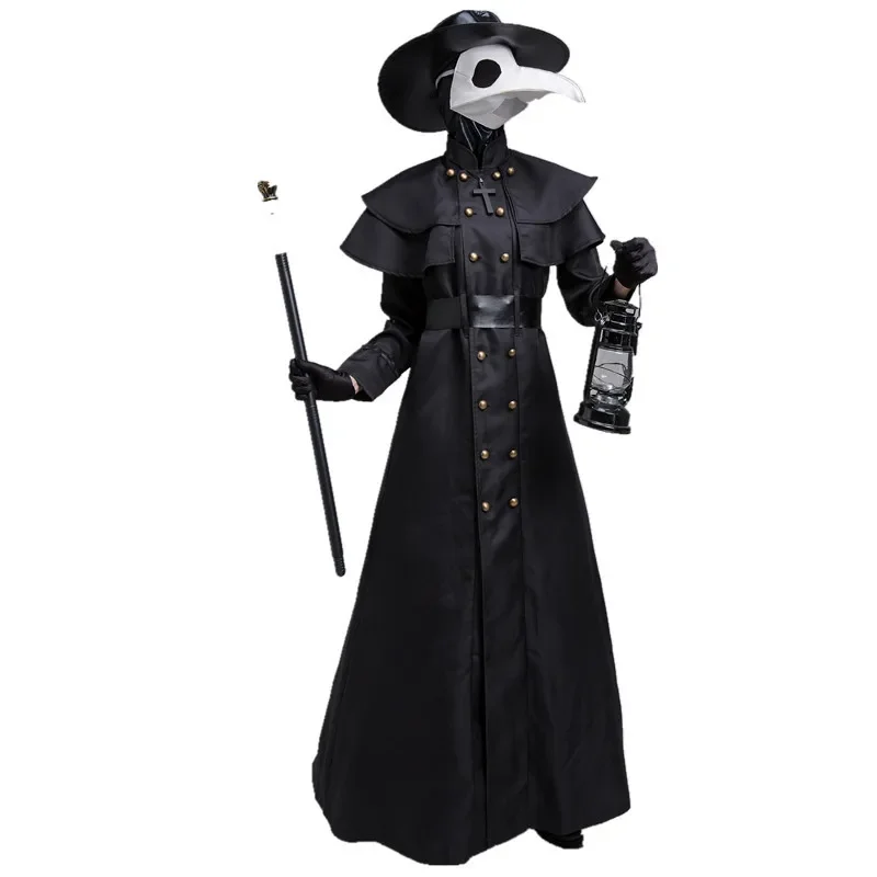 Halloween mittelalter liche Kapuze Robe Pest Arzt Kostüm Maske Hut für Männer Mönch Cosplay Steampunk Priester Horror Zauberer Umhang Umhang 5xl